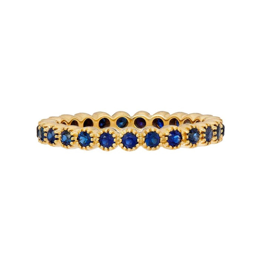 18K Yellow Bezel Blue Sapphire Ring