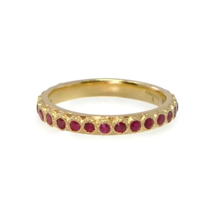 18K Gold Round Ruby Eternity Ring