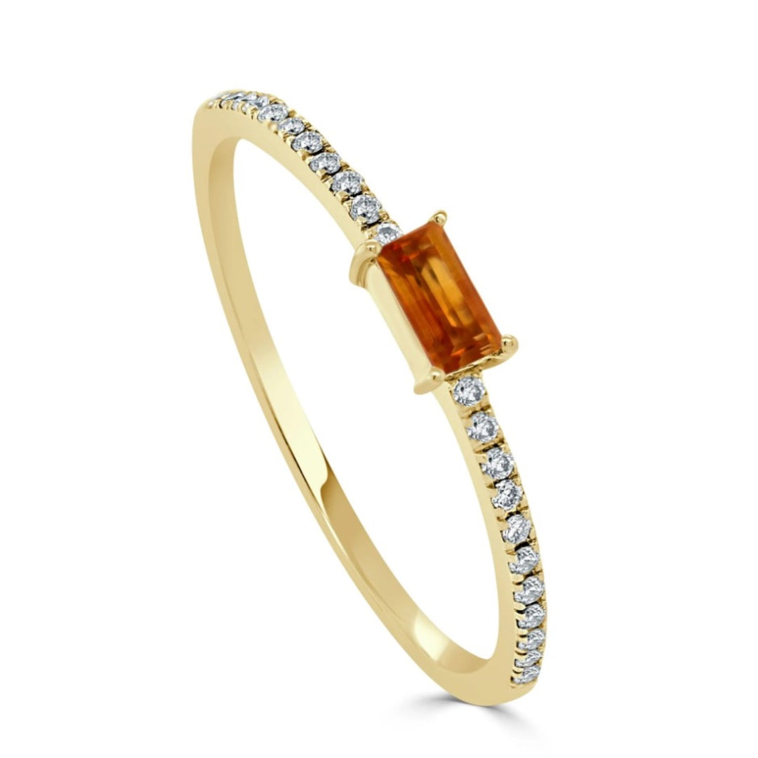 14K Gold Citrine and Diamond Birthstone Ring