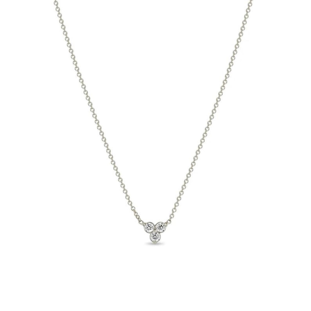 14K White Gold Diamond Trio Necklace