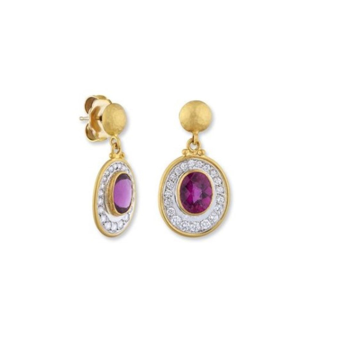 24K Orbit Pink Tourmaline Earrings