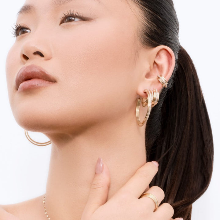 14K Gold 20mm Kinetic Diamond Huggies