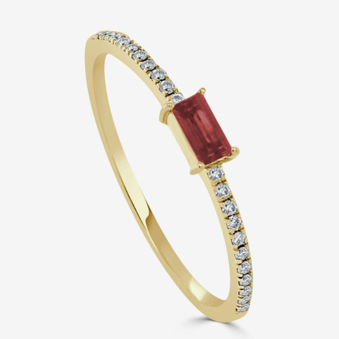 14K Ruby and Diamond Birthstone Ring