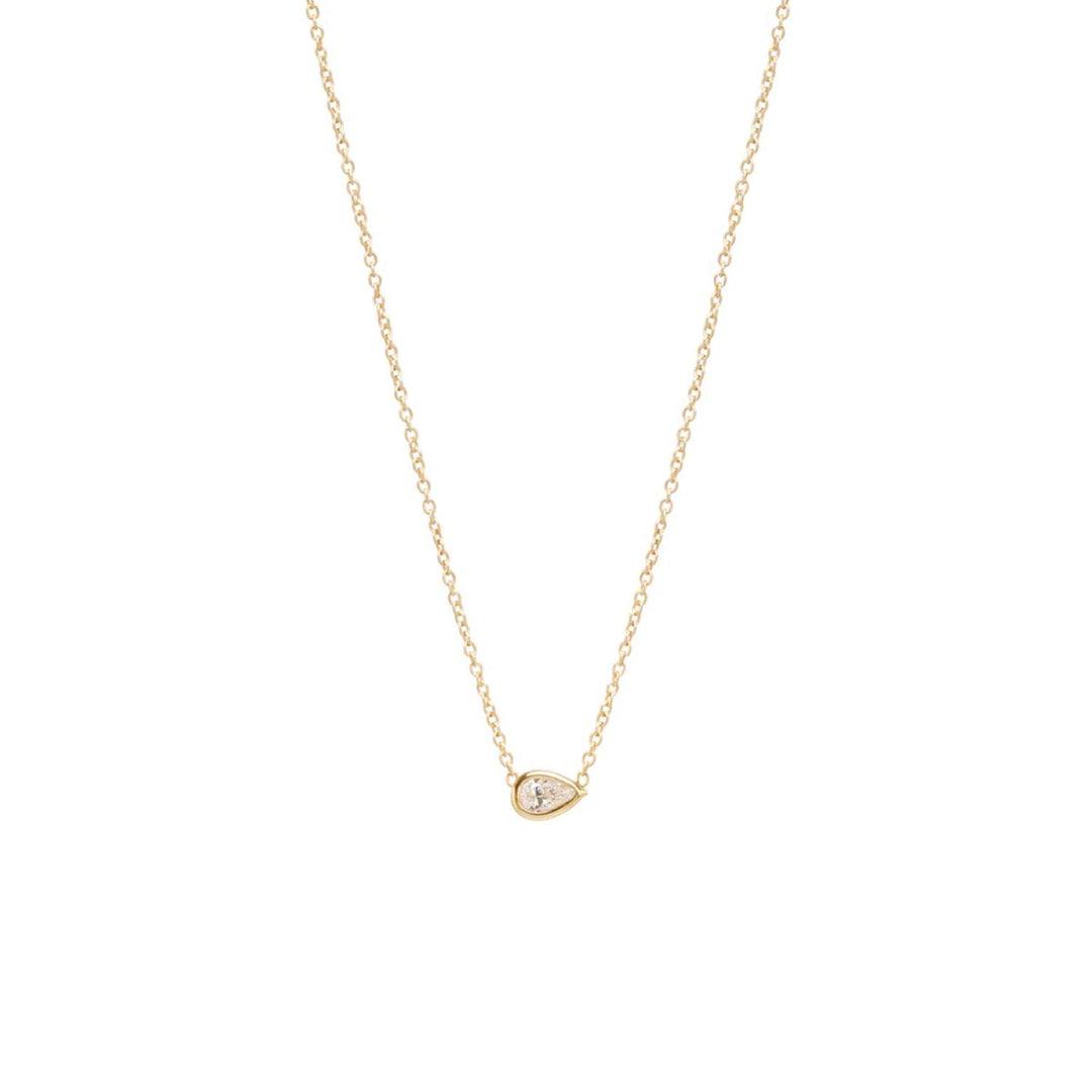 14K Yellow Gold Pear Solitaire Diamond Pendant