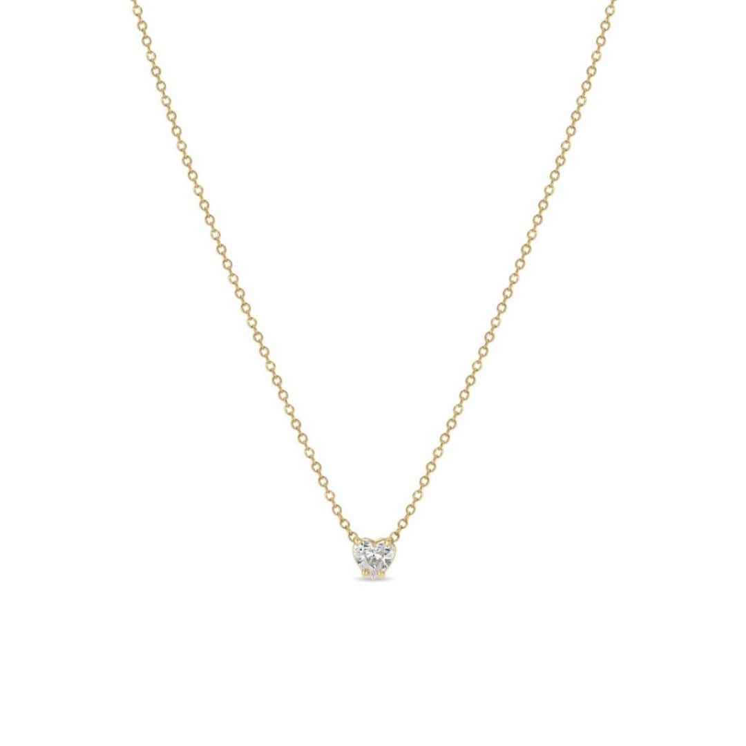 14k Prong Heart Shaped Diamond Necklace