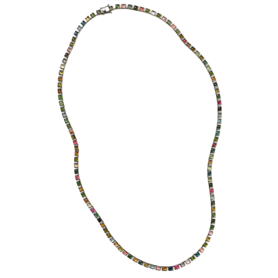 Silver Opera Tile Tourmaline Necklace