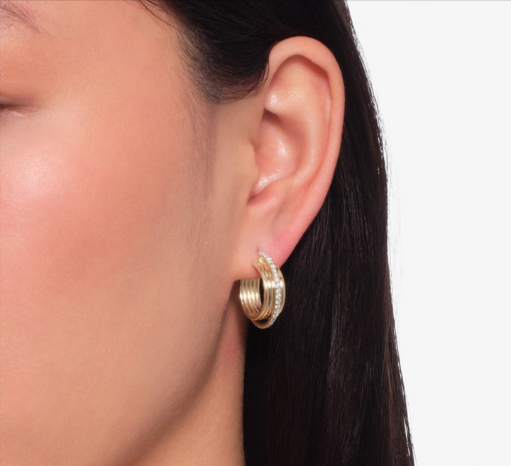 14K Gold 20mm Kinetic Diamond Huggies