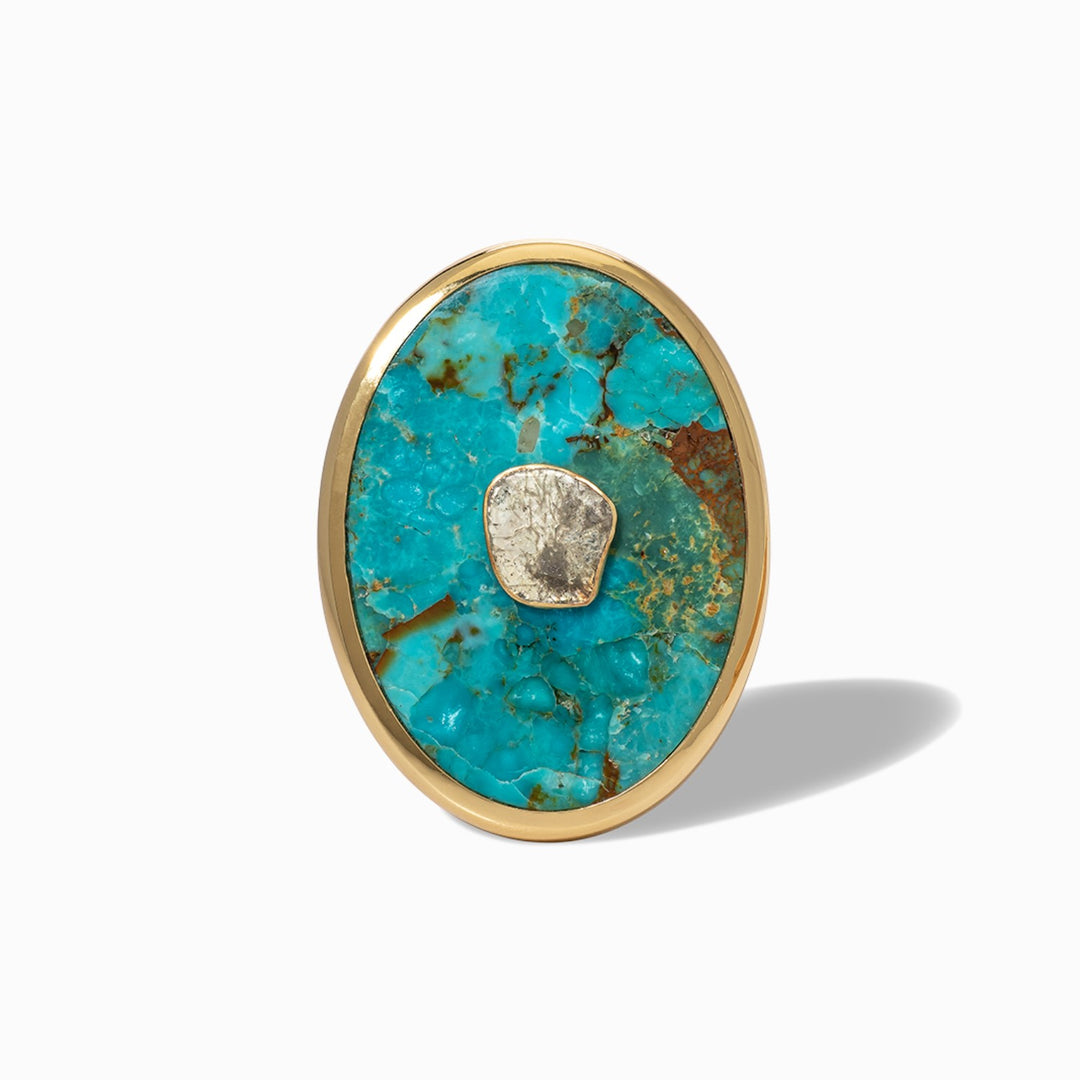 Turquoise and Rough Diamond Ring