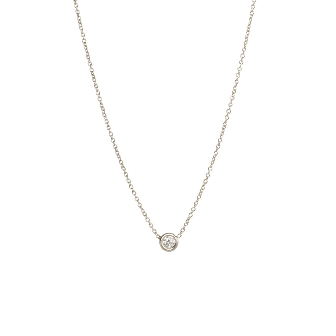 14K White Gold 0.10ct Diamond Solitaire Necklace