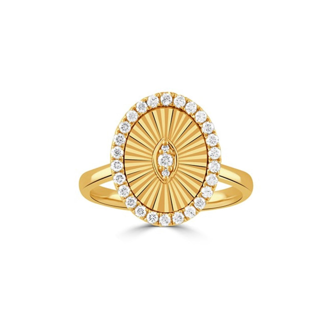 18K Gold Oval Helios Diamond Ring