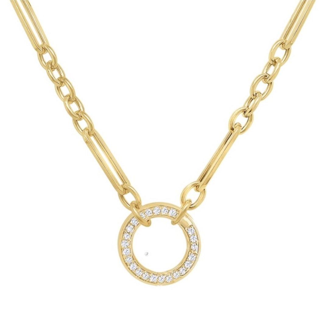 14k Gold and Diamond Charm Holder Necklace