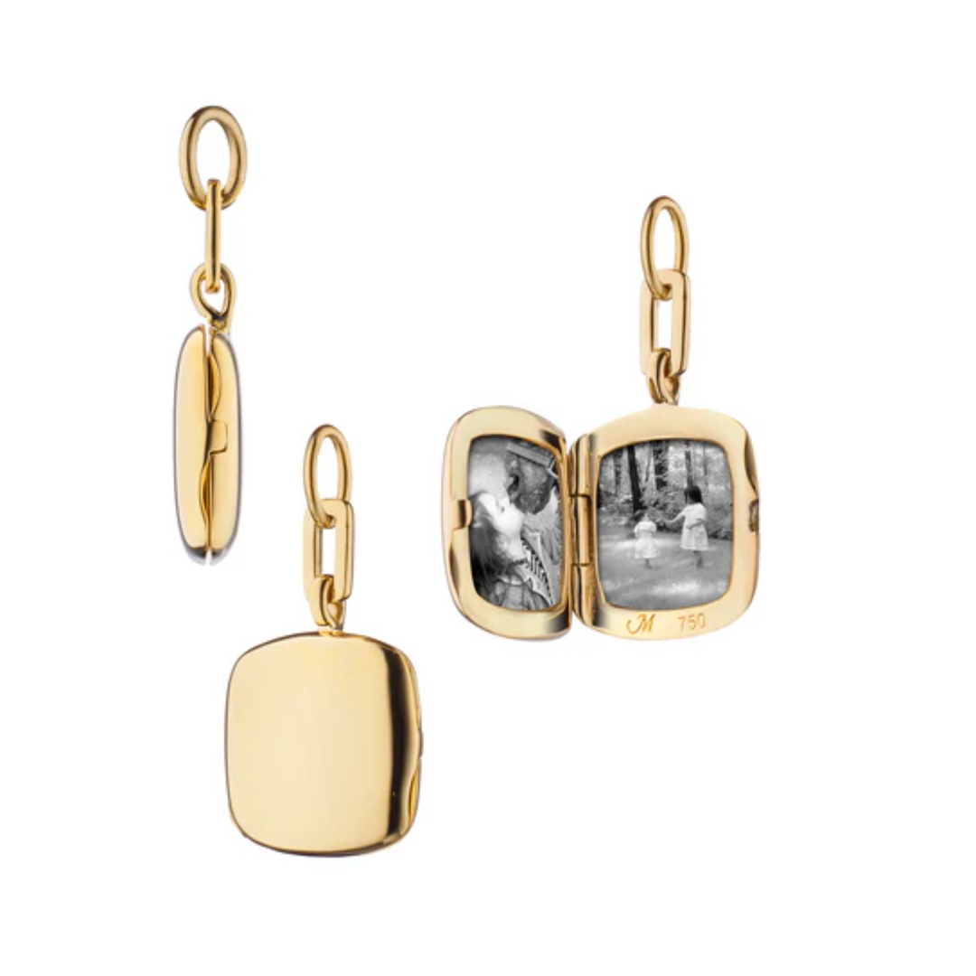 Slim Cushion "Viv" 18K Gold Locket Charm