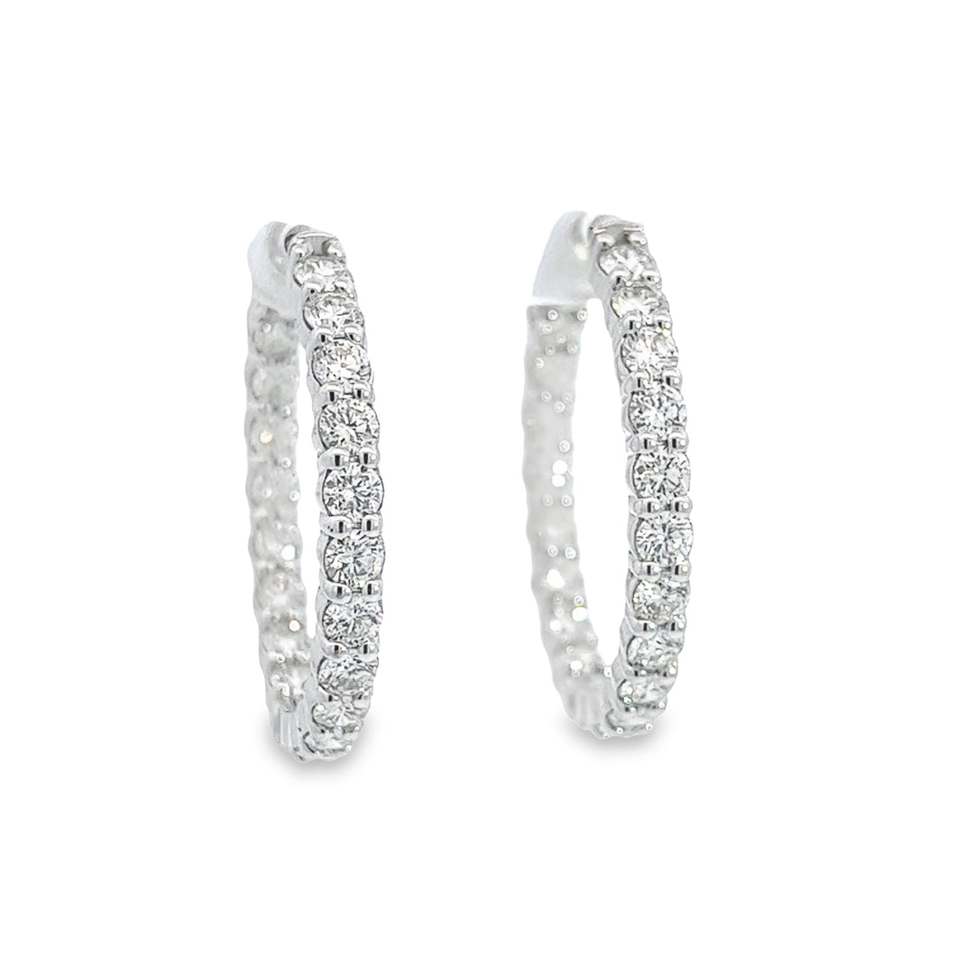 14K White Gold 4.23ct Medium Diamond Hoops