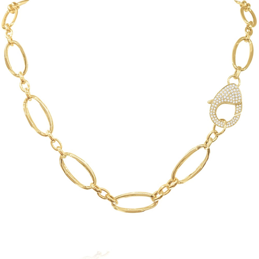14K Gold and Diamond Pave Lock Necklace