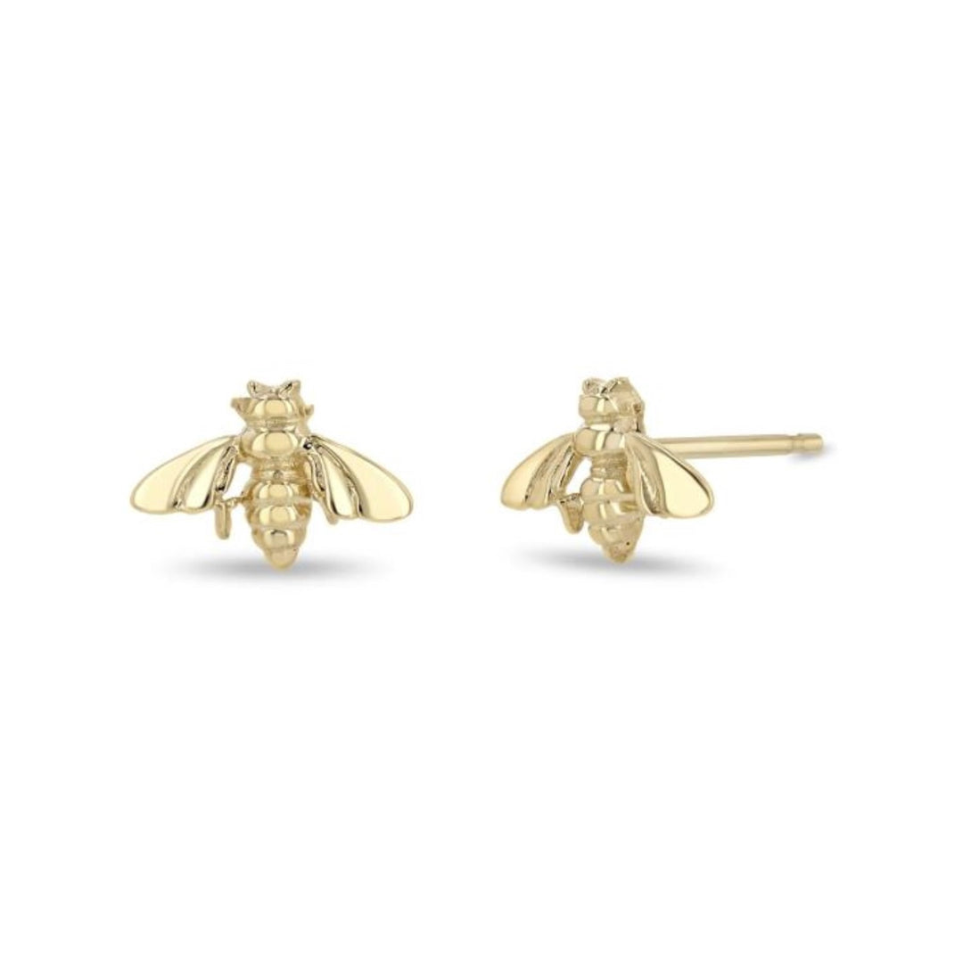 14K Gold Tiny Bumblebee Studs