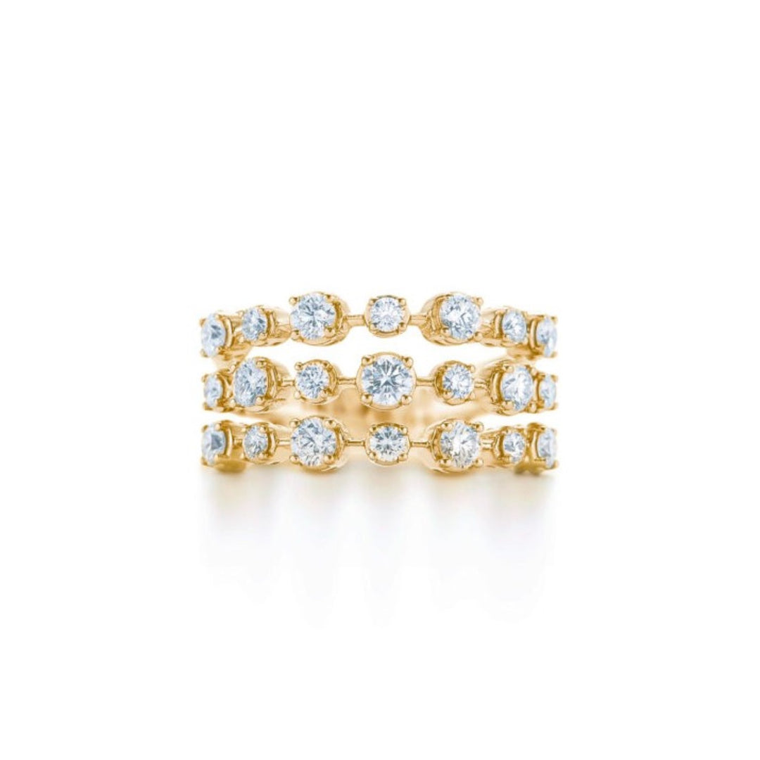 Three-Row Ring with Diamonds