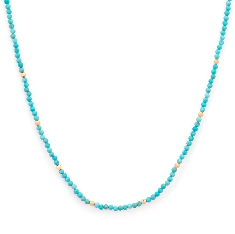 Delicate Turquoise Beaded Necklace 18"