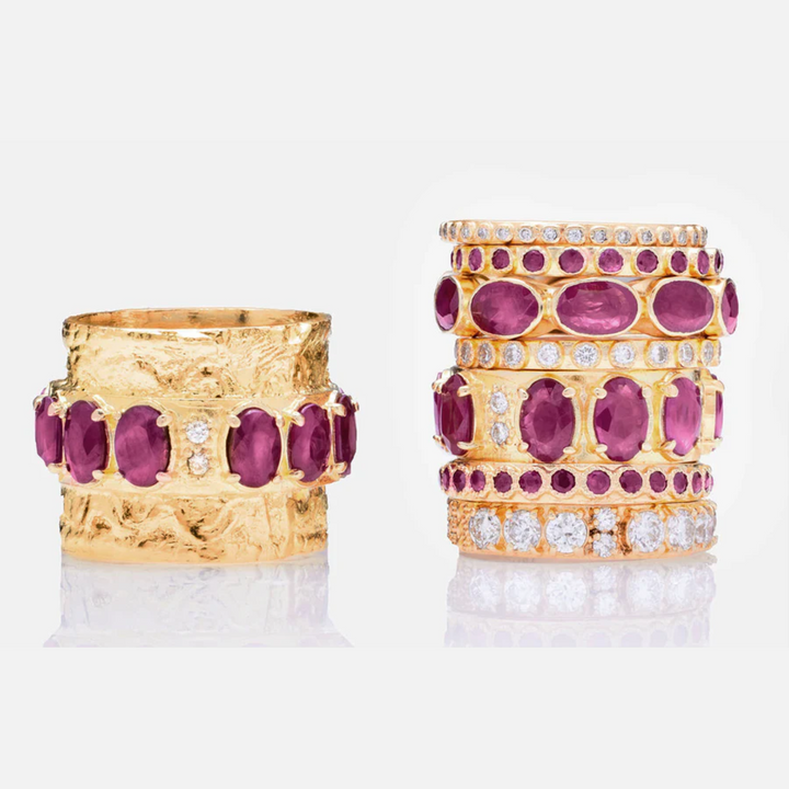 18K Gold Round Ruby Eternity Ring