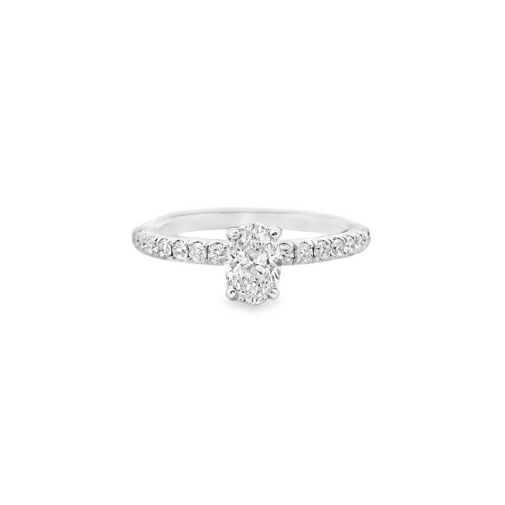 14K White Gold 0.50ct Oval Diamond Engagement Ring