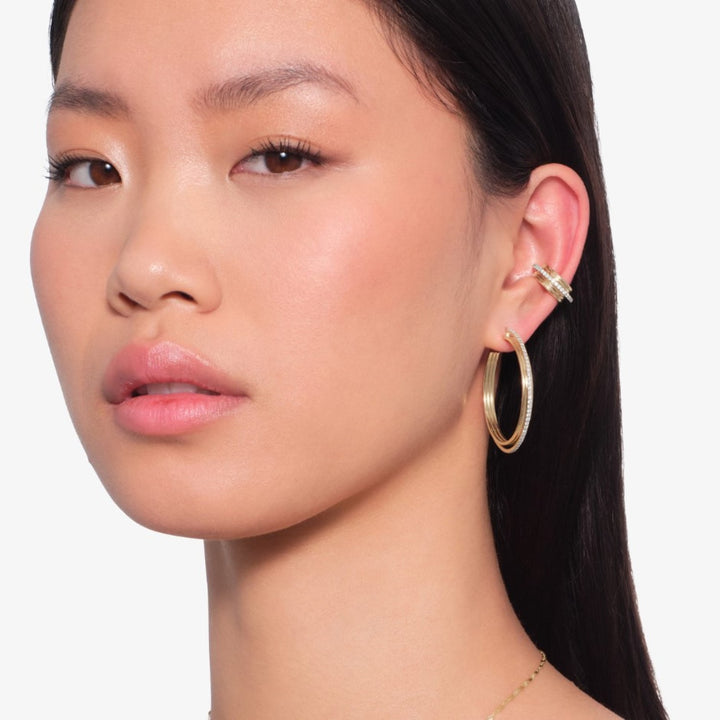 14K Gold 40mm Kinetic Diamond Hoops