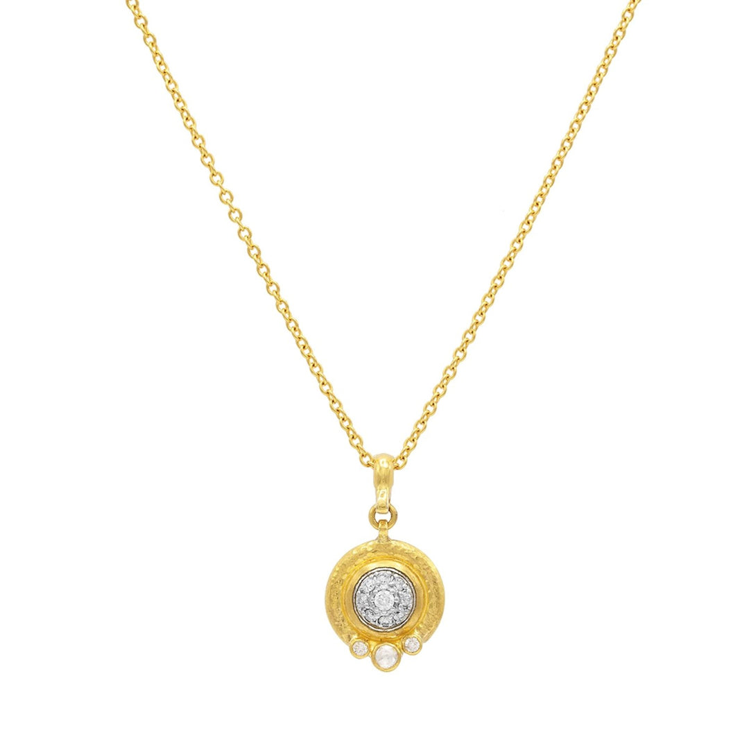 24K Gold Round Diamond Pendant