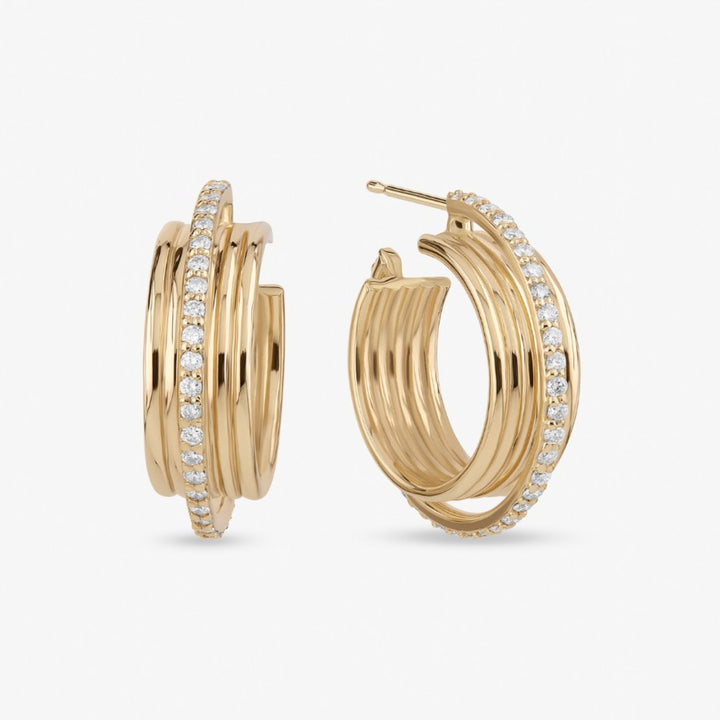 14K Gold 20mm Kinetic Diamond Huggies