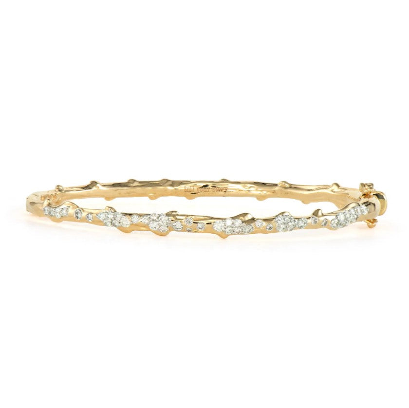 Yellow Gold Pave Diamond Branch Bangle