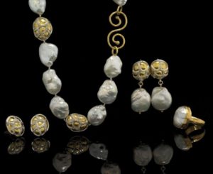 Gurhan pearl earring ring and necklace