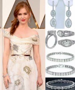 Isla Fisher wearing Norman Silverman diamonds to the Oscars