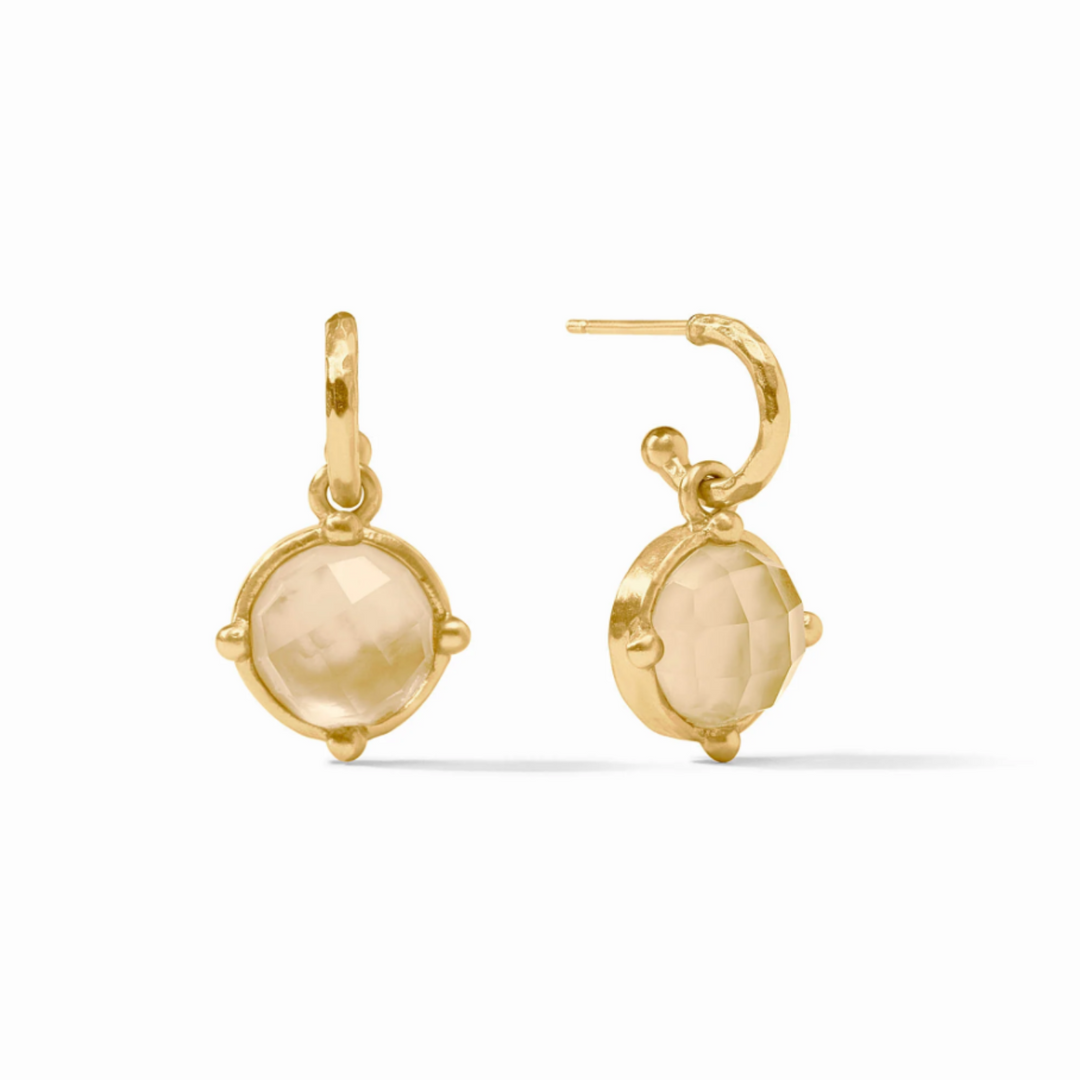 Honeybee Hoop & Charm Earrings In Iridescent Champagne