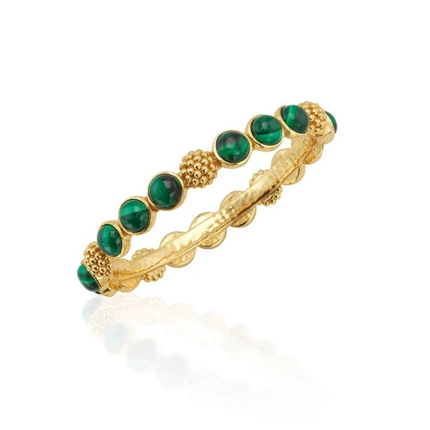 Berry Gem Petite Hinged Bangle With Malachite Gems