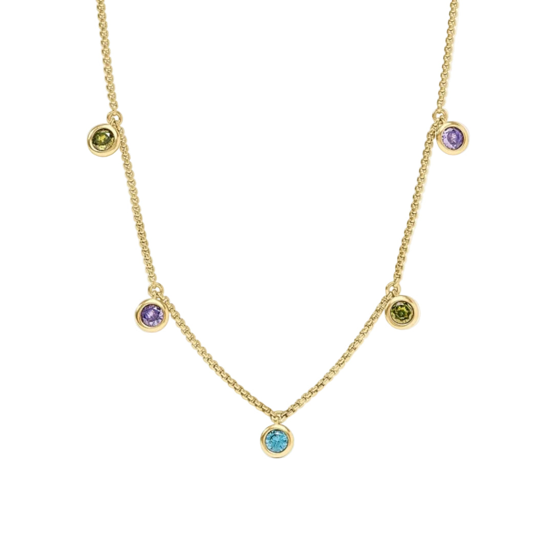 Blue Twilight Rainbow Delicate Charm Necklace
