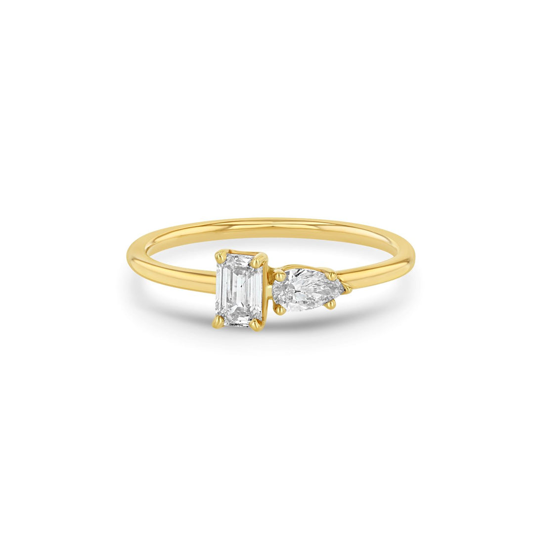 14K Yellow Gold 2 Stone 0.41ct Ring