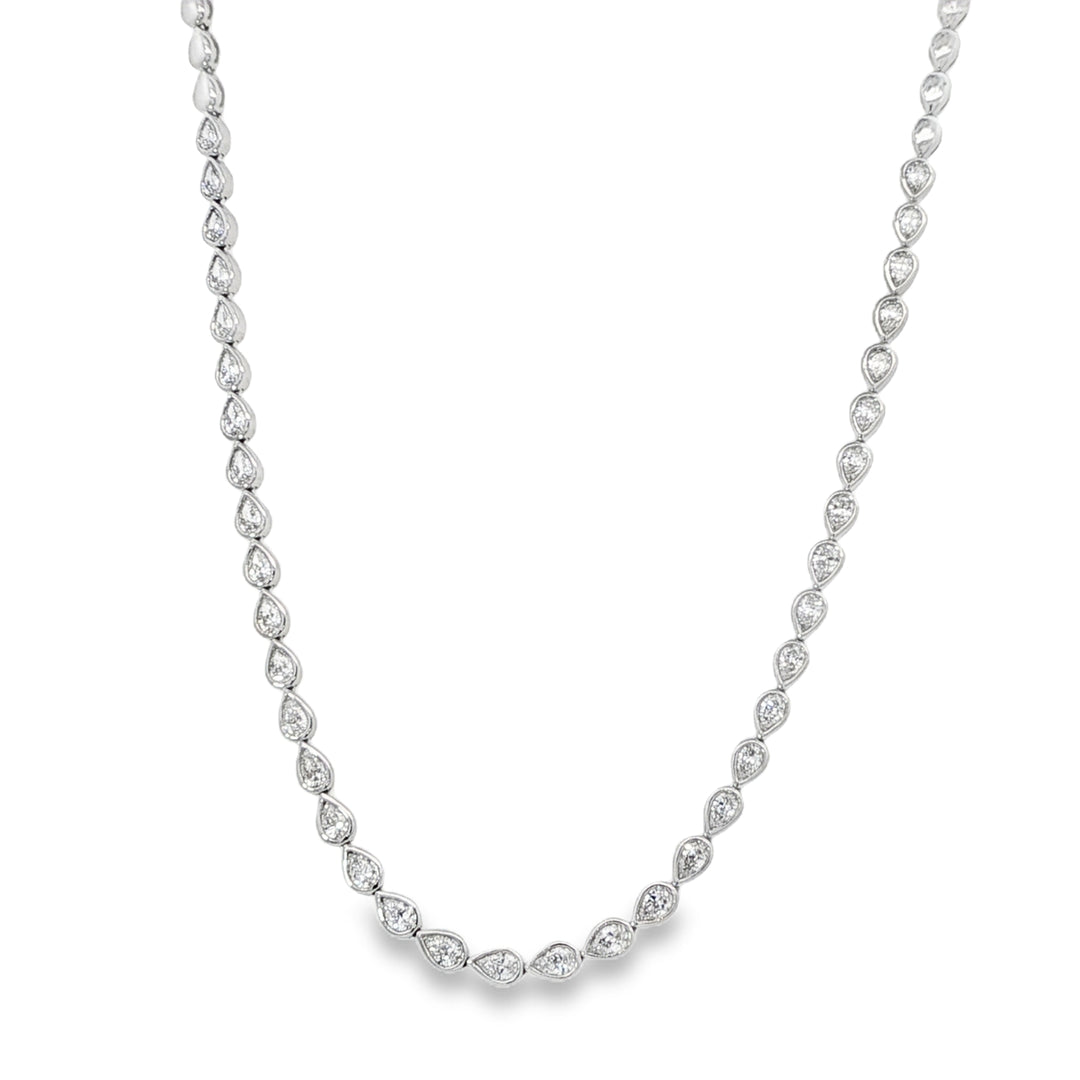 White Gold Necklace With 37 Bezel Set Pear Shaped Diamonds Weighing 3.47cts - 16"