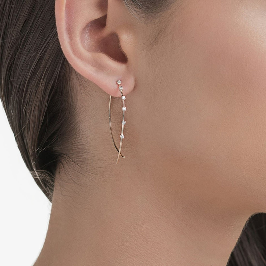 Small Upside Down Hoops With Scattered Diamonds