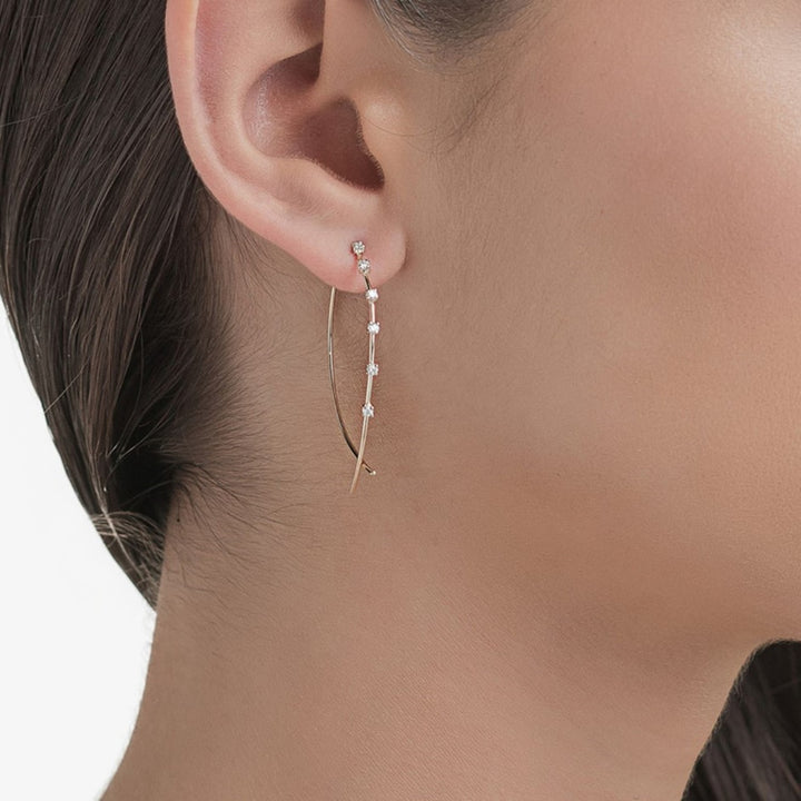 Small Upside Down Hoops With Scattered Diamonds