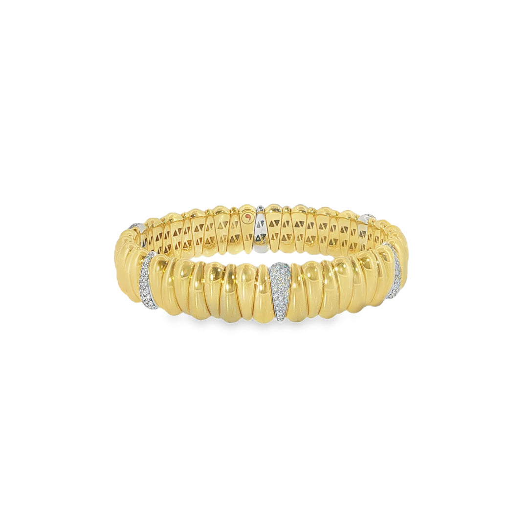 18K Yellow Gold Artiglio XS Bracelet With Diamond Stations