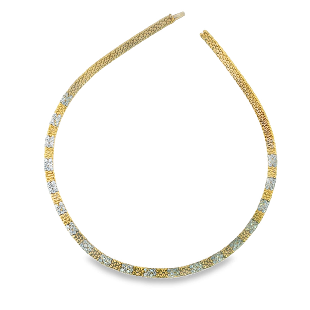 18K Yellow Gold Cashmere Necklace With Diamond Segments
