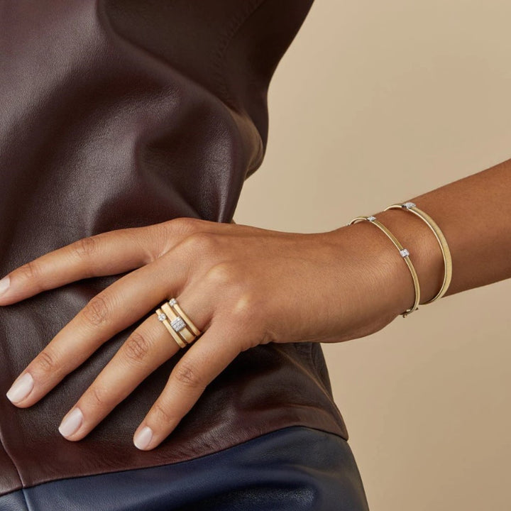 18K Yellow Gold Small Stackable Bracelet With Diamonds