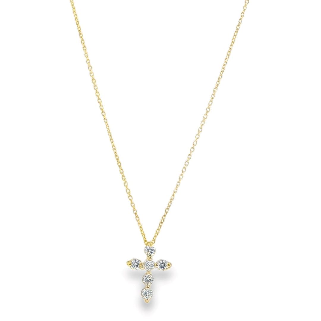 14K Yellow Gold Diamond Cross Pendant Weighing 0.30cts - 18"