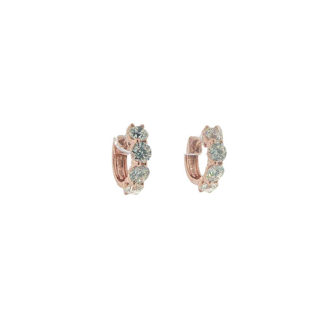 14K Rose Gold Diamond Huggies Weighing 2.45cts