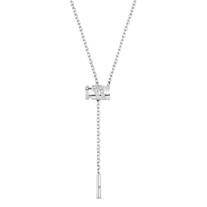 Paved Mini Latch Pendant With A Diamond Set Clasp - 18.5"