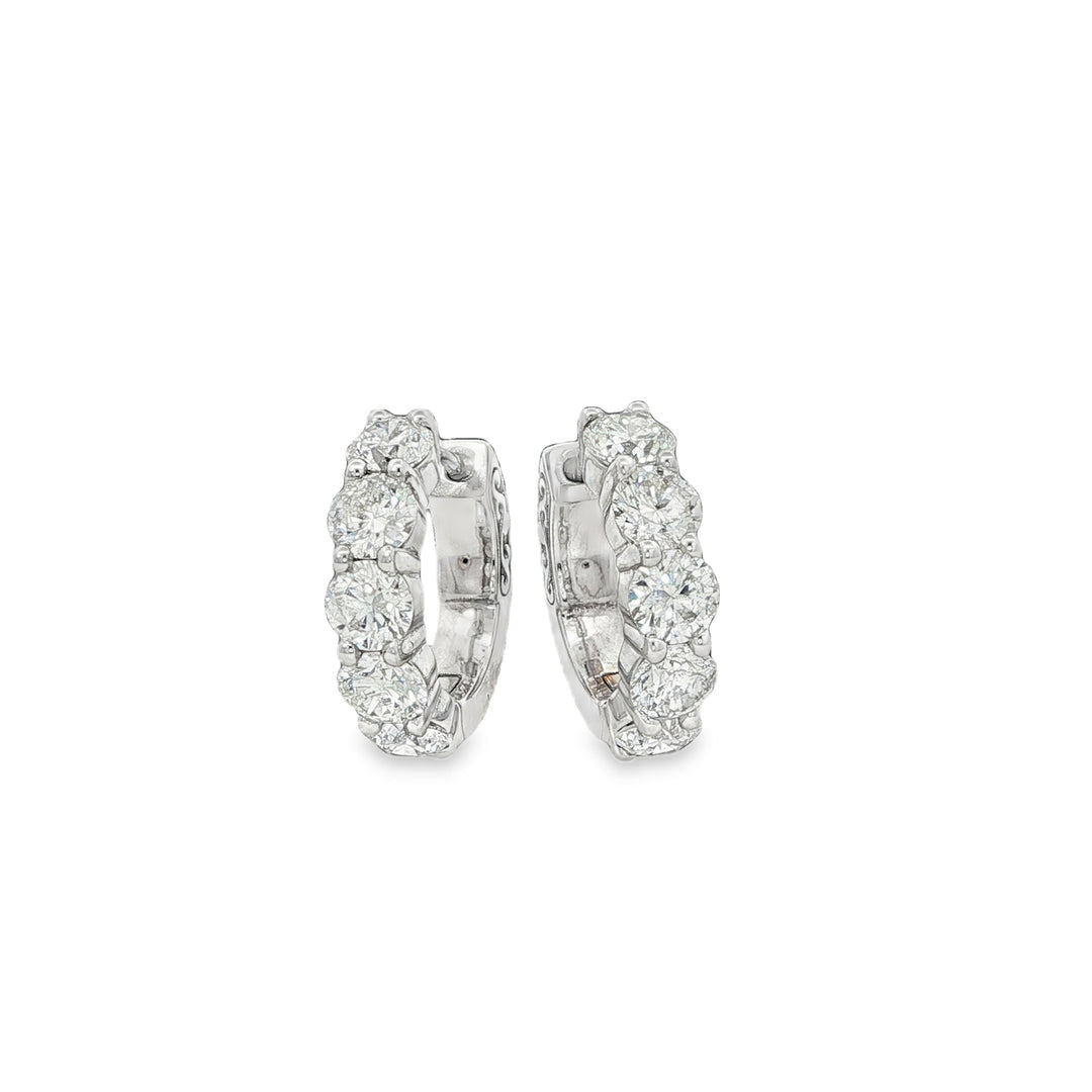 White Gold Diamond Hoops Weighing 3.16cts
