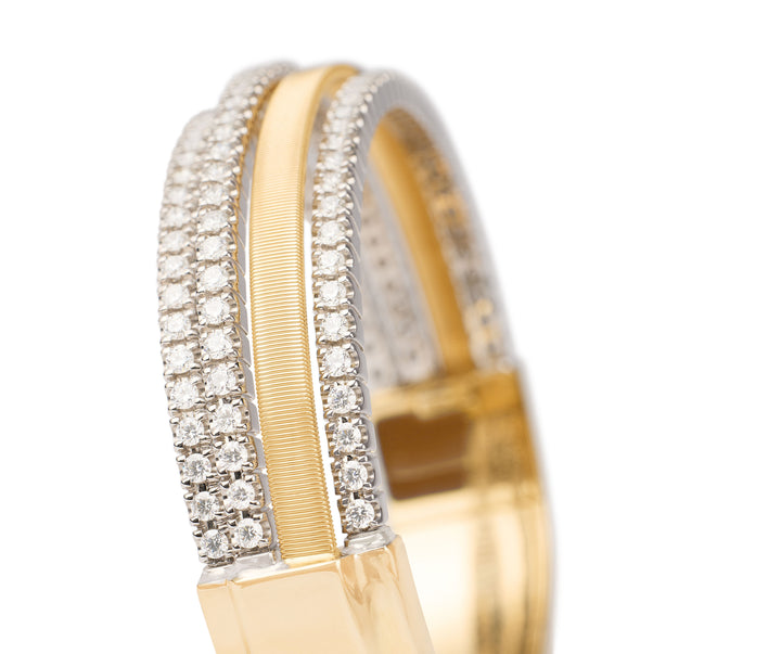 18K Gold 3 Row Diamond Statement Cuff