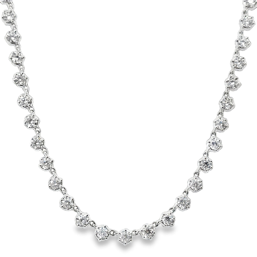 14K White Gold Diamond Tennis Necklace Weighing 10.76cts