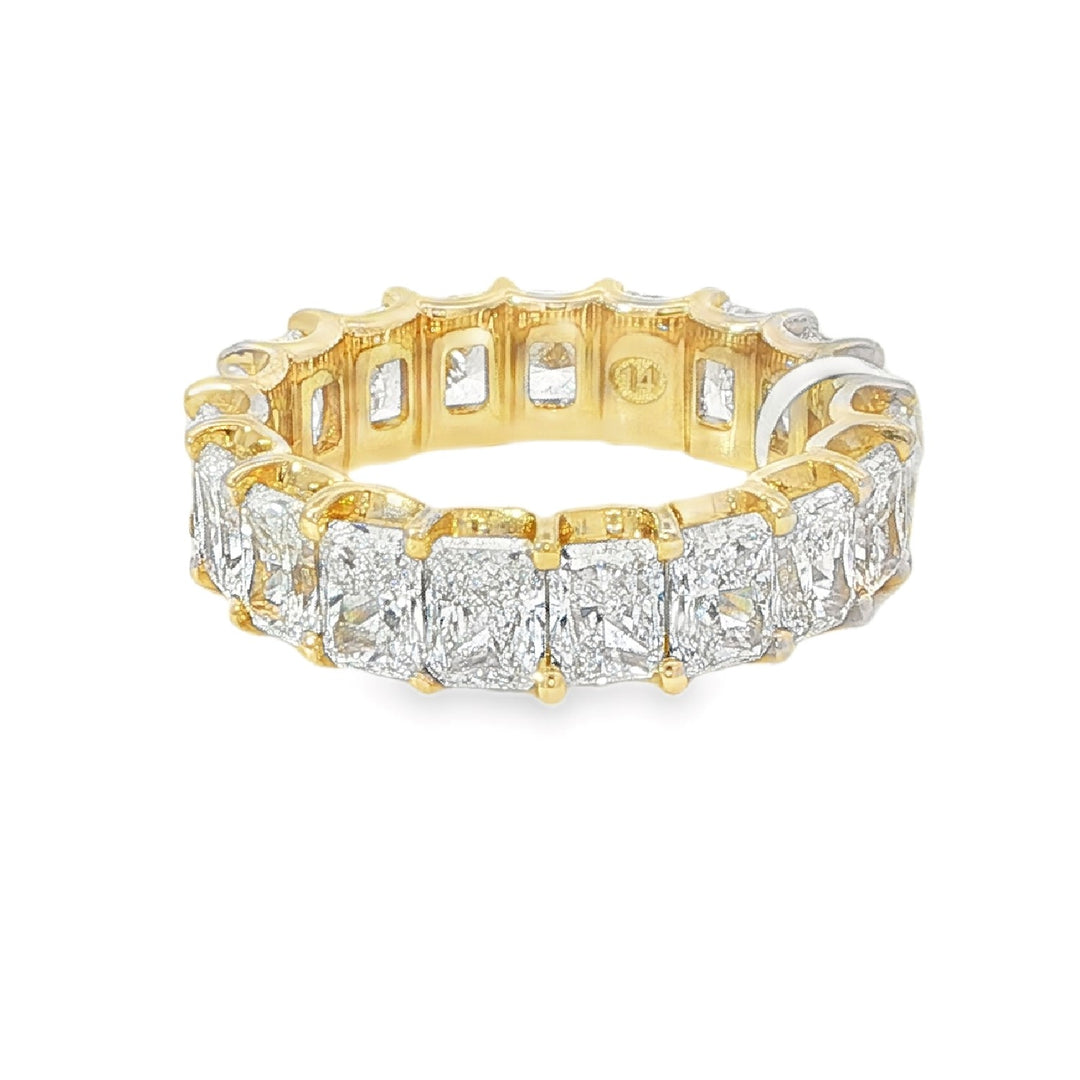 Yellow Gold And Radiant Cut Diamond Eternity Band - Size 6.5