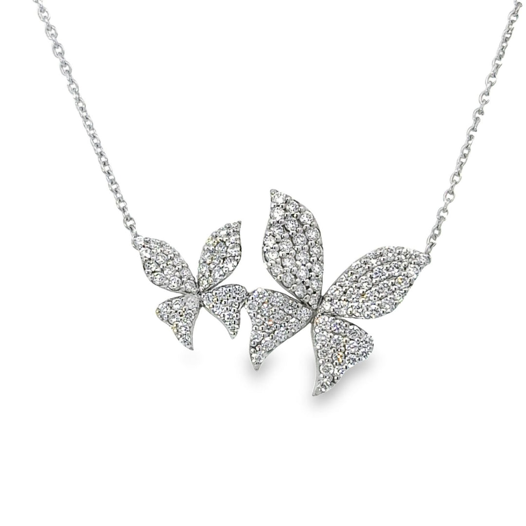 18K White Gold Pave Diamond Butterfly Pendant