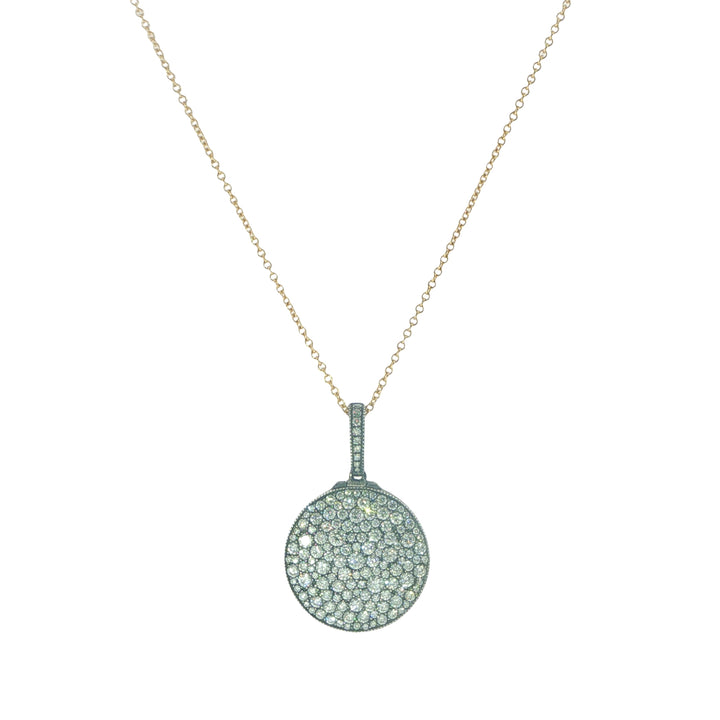 18K Yellow Gold And Oxidized Silver Pave Diamond Locket On A 16" Yellow Gold Chain
