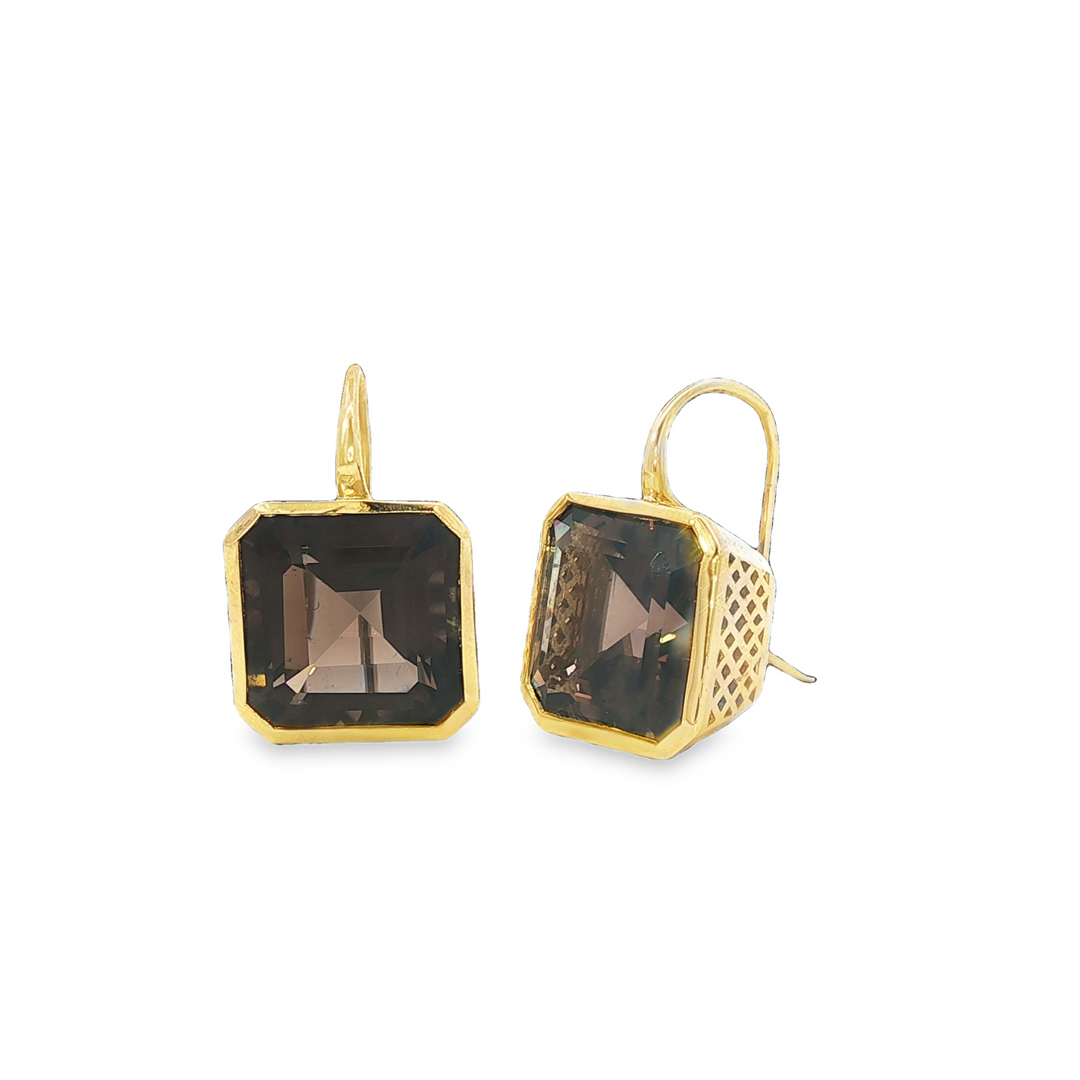 Smoky Quartz Crownwork Earrings