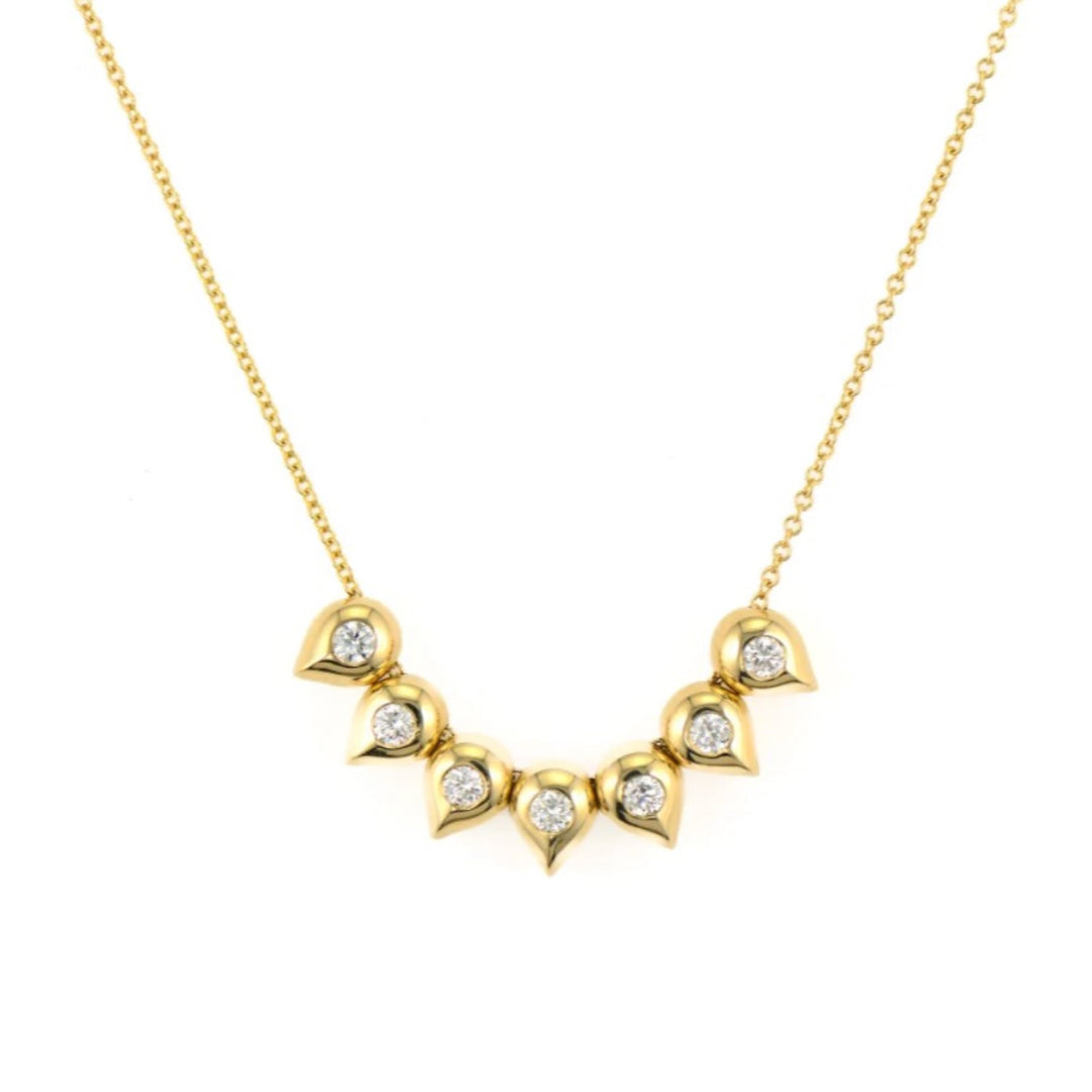 Double Sided 7 Bezel Sliding Teardrop Necklace With Diamonds And Multi-Colored Sapphires